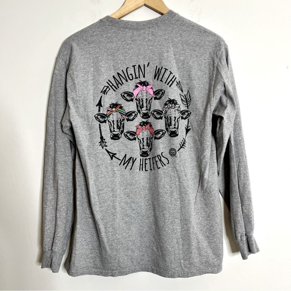 Girlie Girl Originals Women’s Hangin’ With My Heifers Long Sleeve T-Shirt Medium
